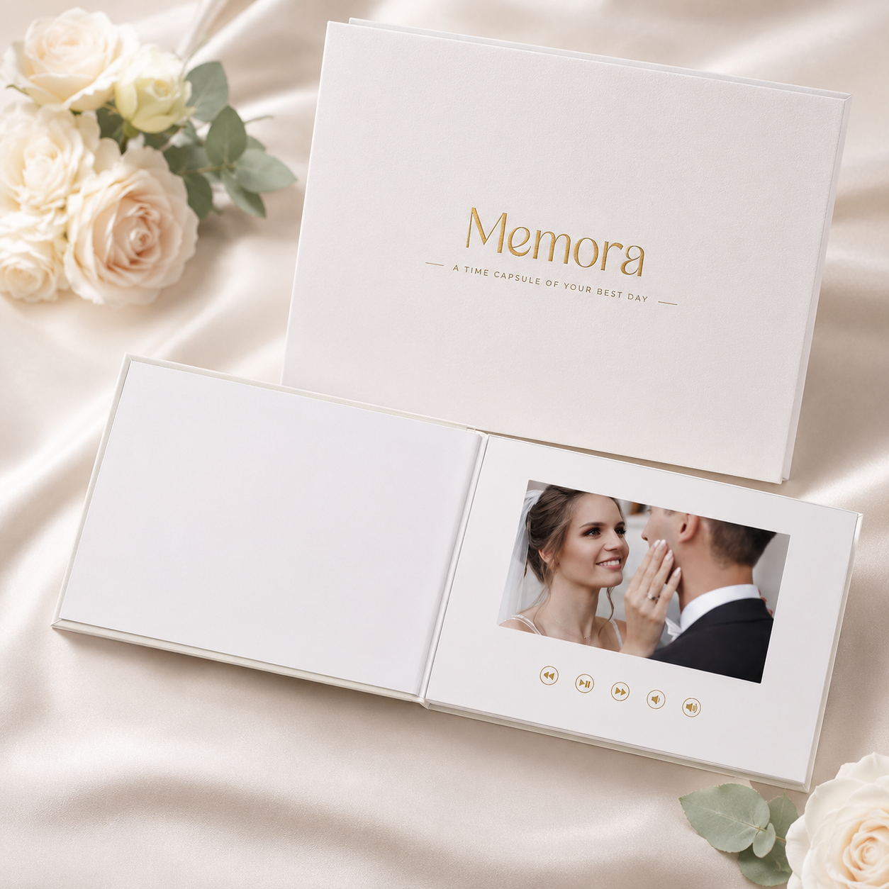 The Memora videobook, a physical keepsake with a built-in video screen